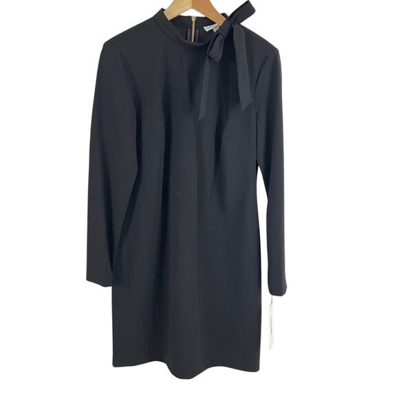 Calvin Klein Neck Tie Long Sleeve Dress Black Size 12 NEW - Picture 1 of 9